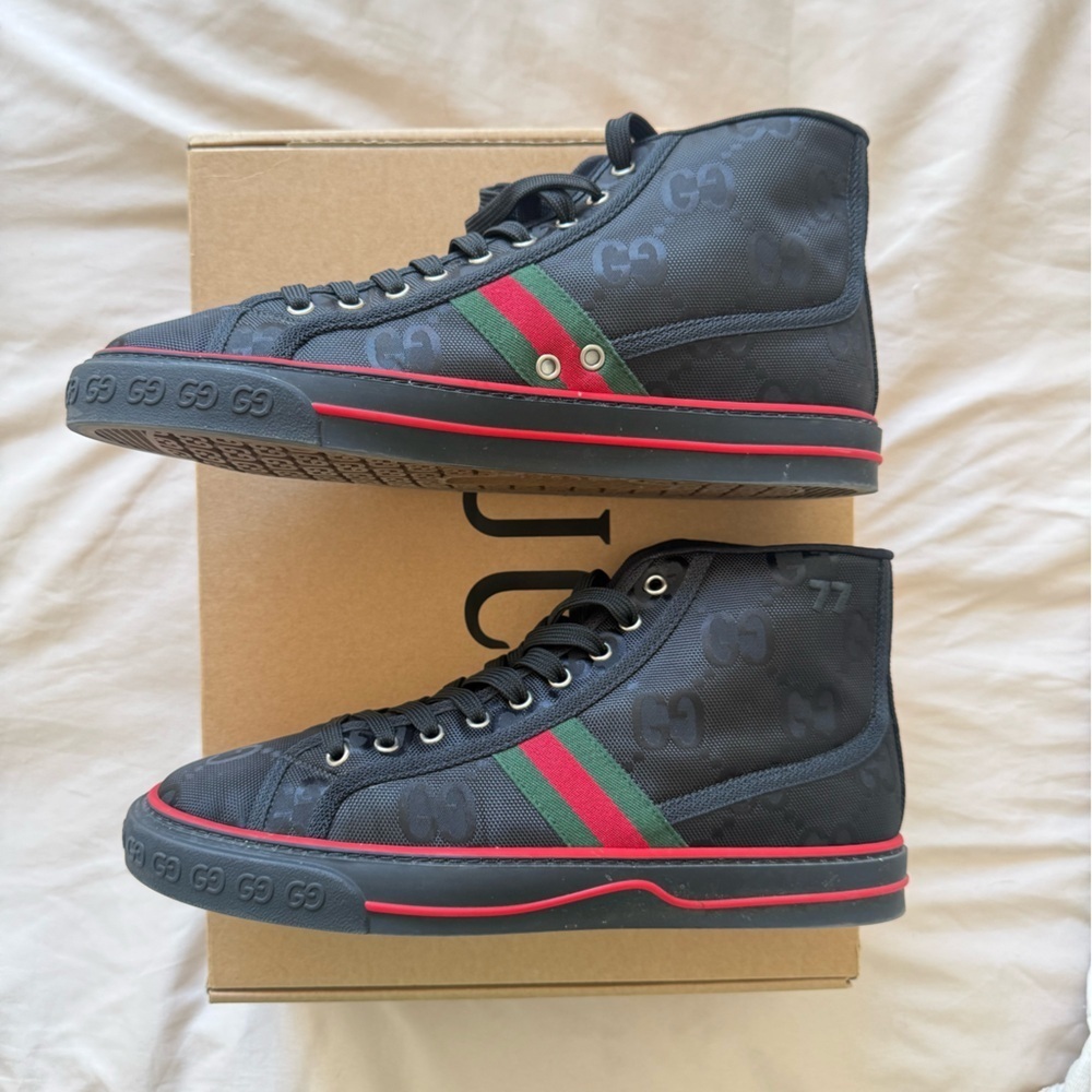 Gucci | Mens Off the grid High Tops Black and Red Tennis 1977 Sneakers